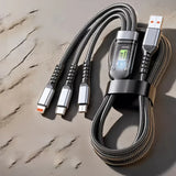 ðŸ”Œ3-in-1 Fast Charging Cable with LED Display â€“ 100W Power, Universal USB Type-C, Micro & Lightning Support