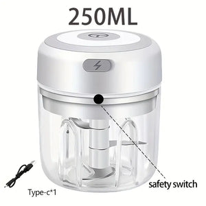 🔋🍴 250ml  Garlic Chopper & Food Processor – Cordless Mini Blender with USB Rechargeable Battery 🌿✨