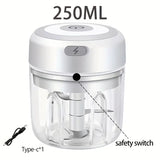 🔋🍴 250ml  Garlic Chopper & Food Processor – Cordless Mini Blender with USB Rechargeable Battery 🌿✨
