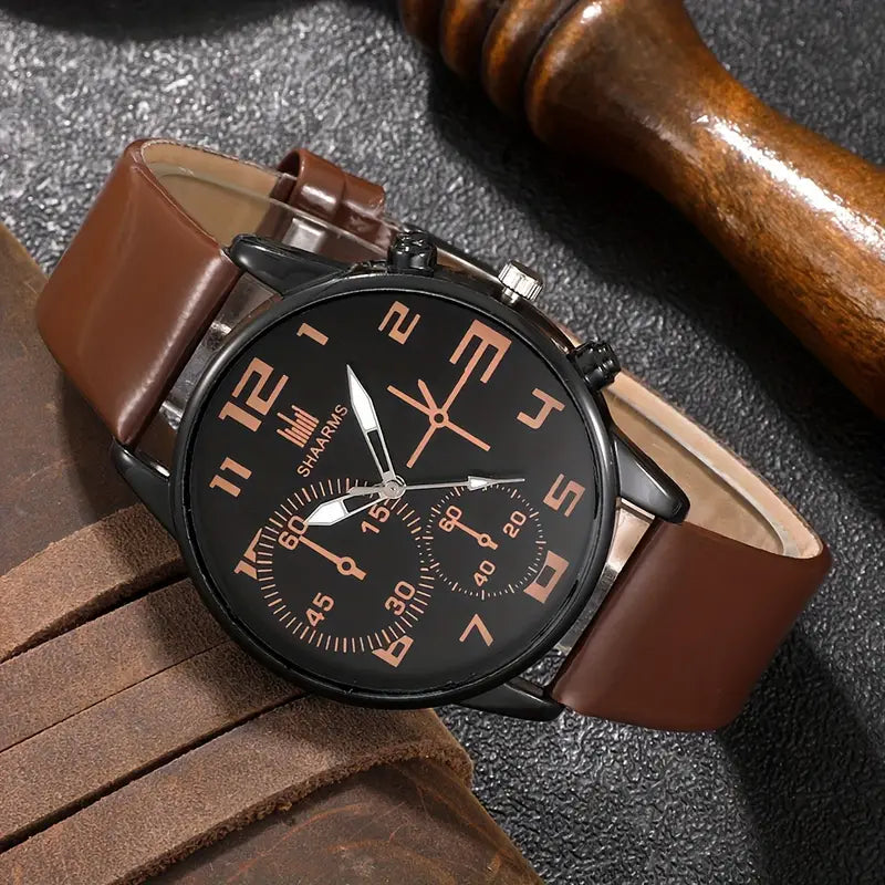 🕰️ 5pcs Men’s Fashion Quartz Watch & Bracelet Set – Sleek Style for the Modern Gentleman 💼✨