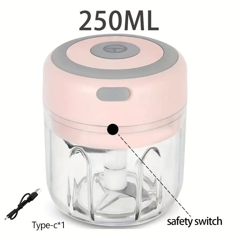 🔋🍴 250ml  Garlic Chopper & Food Processor – Cordless Mini Blender with USB Rechargeable Battery 🌿✨