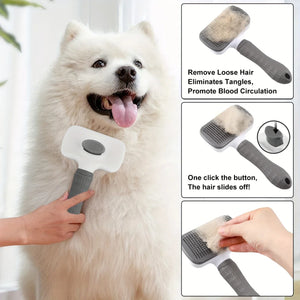 1pc Easy-Clean Pet Grooming Brush 🐶🐱 – One-Click Deshedding Comb for Dogs & Cats | Gentle, Effective & Mess-Free