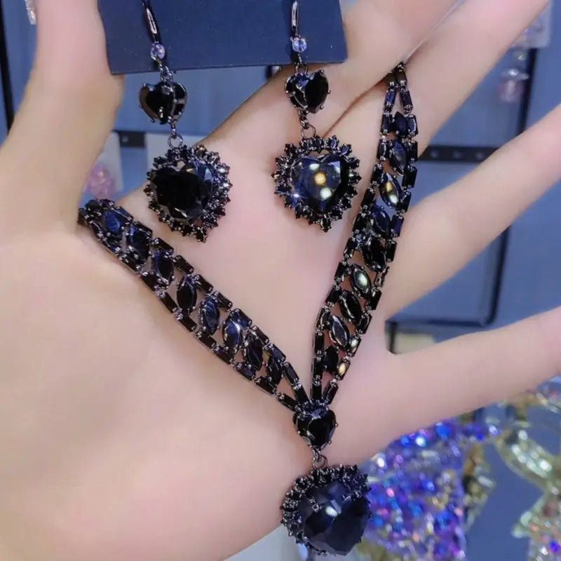 💙 2025 Ocean Heart Necklace & Earring Set – Elegant, Fade-Resistant & Timelessly Beautiful 🌊✨