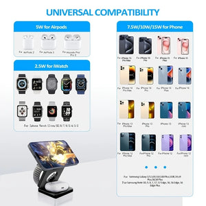 🔋 3-in-1 Magnetic Foldable Wireless Charger – Fast Charging for All Your Devices! 📱⌚🎧