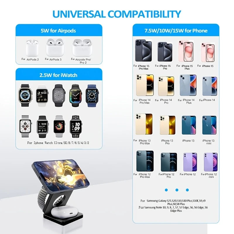 🔋 3-in-1 Magnetic Foldable Wireless Charger – Fast Charging for All Your Devices! 📱⌚🎧