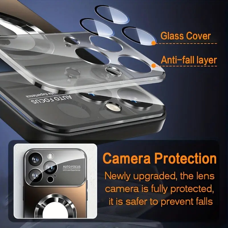 Matte Magnetic Wireless Charging Case â€“ Luxury Titanium Finish | Shockproof & Camera Lens Protection | Compatible with iPhone 16/15/14/13/12 Pro Max