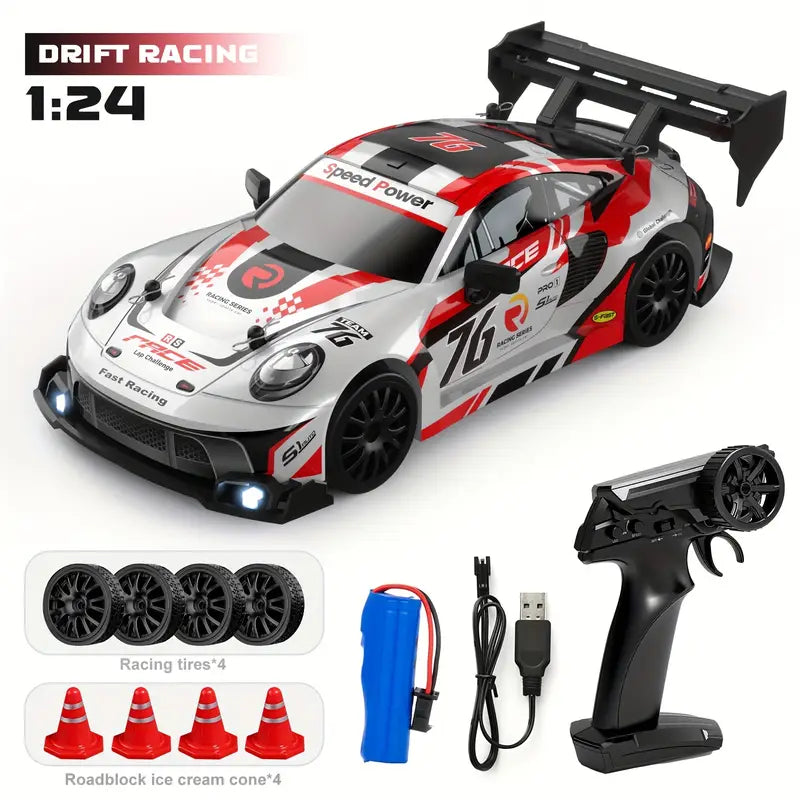 ðŸ”¥ RC Drift Car 1:24 Mini Scale â€“ High-Speed 20+Km/h Drift Machine ðŸš—ðŸ’¨ w/ Remote, Drift Tires & Lights
