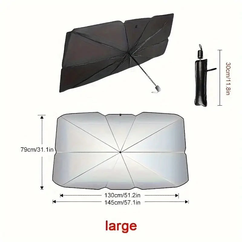 2 SET OF Foldable Car Windshield Sun Shade Umbrella | UV Protection & Heat Blocker for All Vehicles