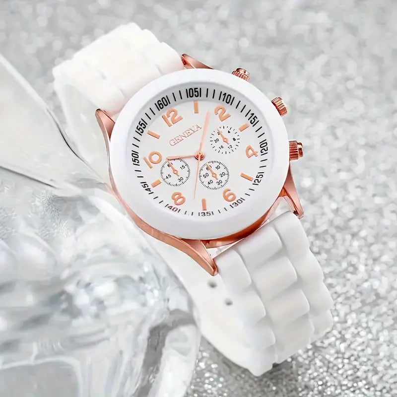 âŒšâœ¨ Elegant Women's Quartz Watch + 4-Piece Jewelry Set ðŸ’ŽðŸŒŸ | Perfect Gift Combo ðŸŽðŸ’–