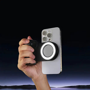 Magnetic Phone Camera Handle â€“ 360Â° Rotating, Self-Lighting, and Remote-Controlled!