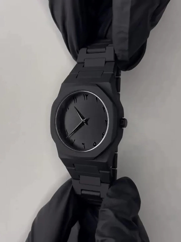 Arabic Black Aura Watch â€“ Sleek Elegance Meets Spiritual Precision