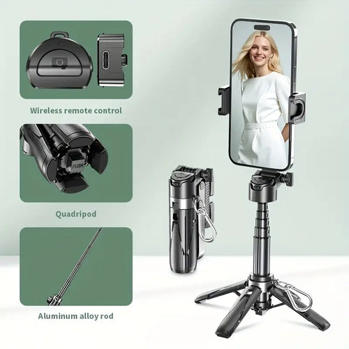 ðŸ“¸ Compact Wireless Travel Selfie Stick â€“ Built-in Mic, Remote, Rechargeable & Sleek Grip ðŸŽ’ðŸ“±