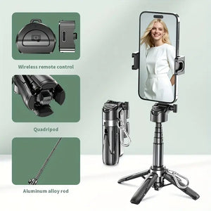 ðŸ“¸ Compact Wireless Travel Selfie Stick â€“ Built-in Mic, Remote, Rechargeable & Sleek Grip ðŸŽ’ðŸ“±