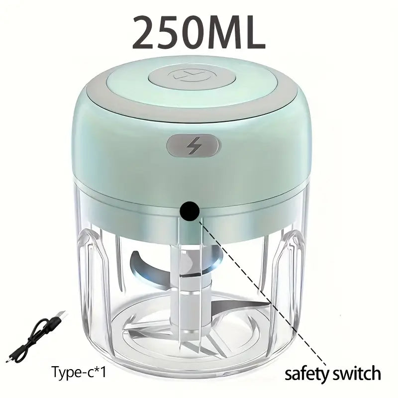 🔋🍴 250ml  Garlic Chopper & Food Processor – Cordless Mini Blender with USB Rechargeable Battery 🌿✨