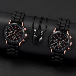 â±ï¸ Stylish Couple Watch Set + Magnetic Heart Necklace â€“ A Perfect Gift for Love & Friendship ðŸ’–