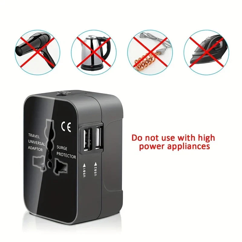 ðŸ”Œ Universal Travel Adapter with Surge Protection â€“ All-in-One International Plug Converter for 150+ Countries â€“ Smart Charging & Surge Guard