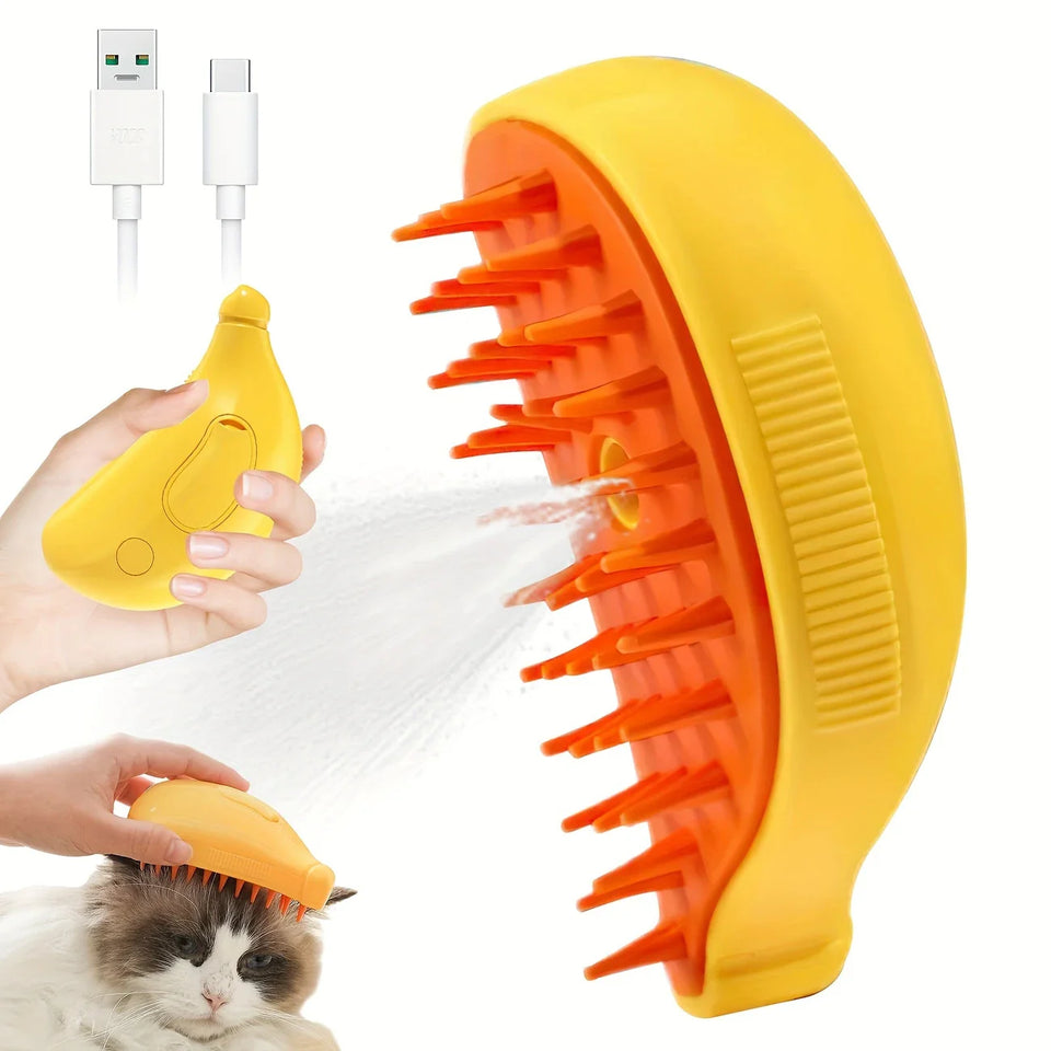 USB Rechargeable Steam Cat Brush 🧼✨ – Self-Cleaning Pet Grooming Comb with Gentle Massage & Detangling for Cats & Dogs🧴 Transform Grooming Into Spa Time for Your Pet! 🐾
