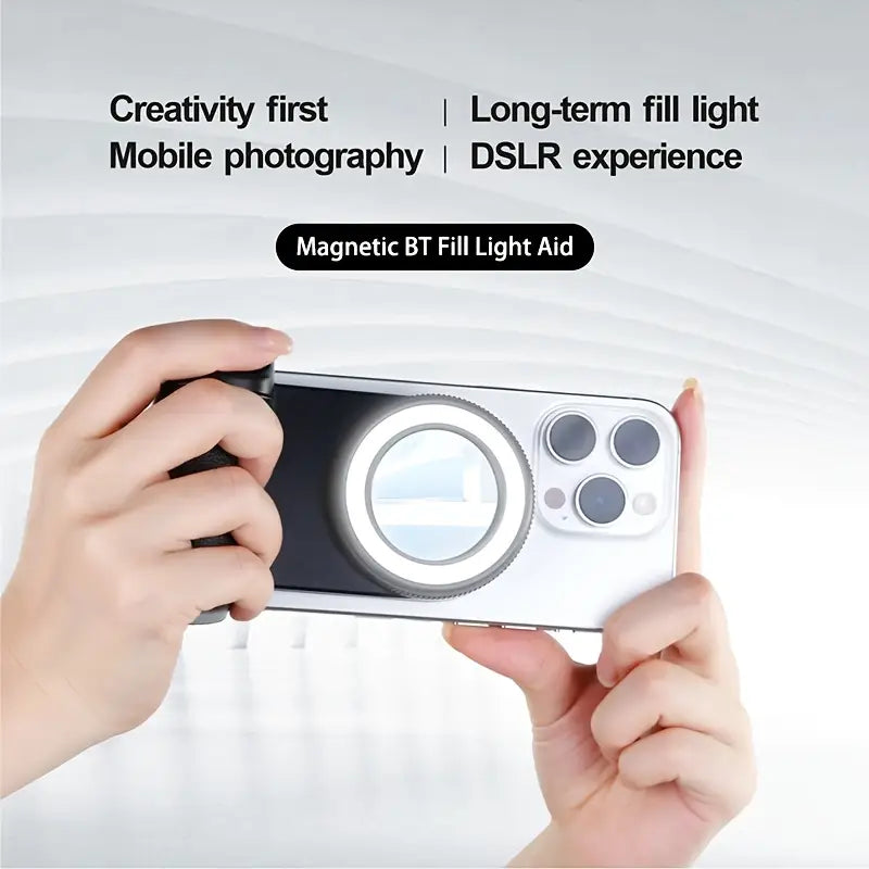 Magnetic Phone Camera Handle â€“ 360Â° Rotating, Self-Lighting, and Remote-Controlled!