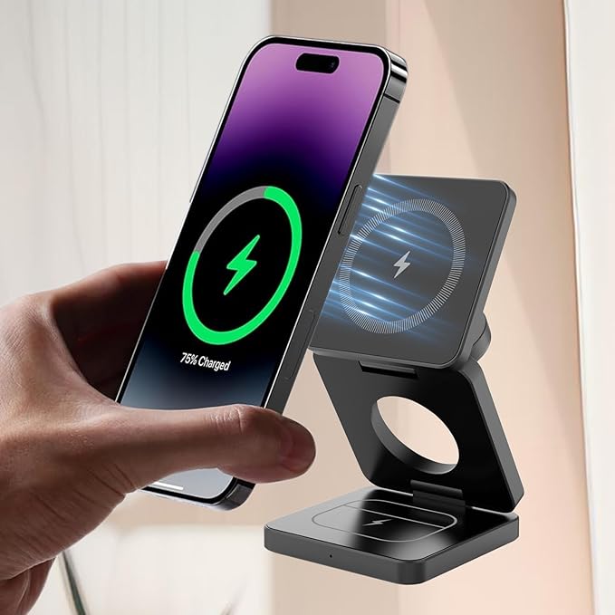 🔋 3-in-1 Magnetic Foldable Wireless Charger – Fast Charging for All Your Devices! 📱⌚🎧