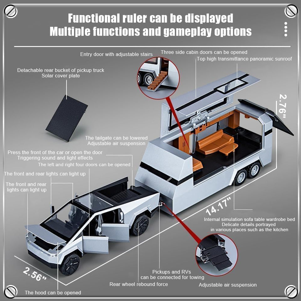 Cyber Tesla Pickup Trailer RV Model Kit
