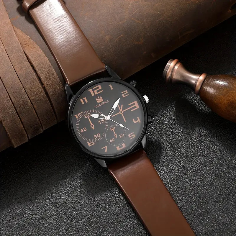 🕰️ 5pcs Men’s Fashion Quartz Watch & Bracelet Set – Sleek Style for the Modern Gentleman 💼✨