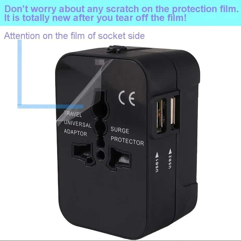 ðŸ”Œ Universal Travel Adapter with Surge Protection â€“ All-in-One International Plug Converter for 150+ Countries â€“ Smart Charging & Surge Guard