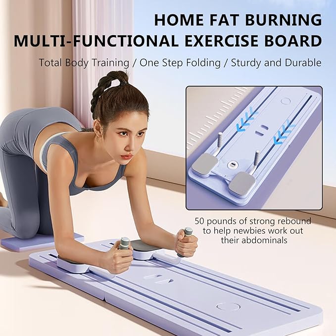 🧘 Home Fitness Revolution – Pilates Ab Roller Reformer with Auto Rebound & Core Training Board