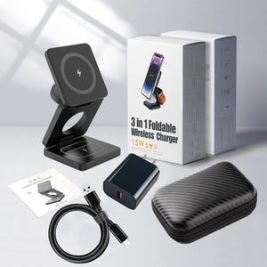 🔋 3-in-1 Magnetic Foldable Wireless Charger – Fast Charging for All Your Devices! 📱⌚🎧