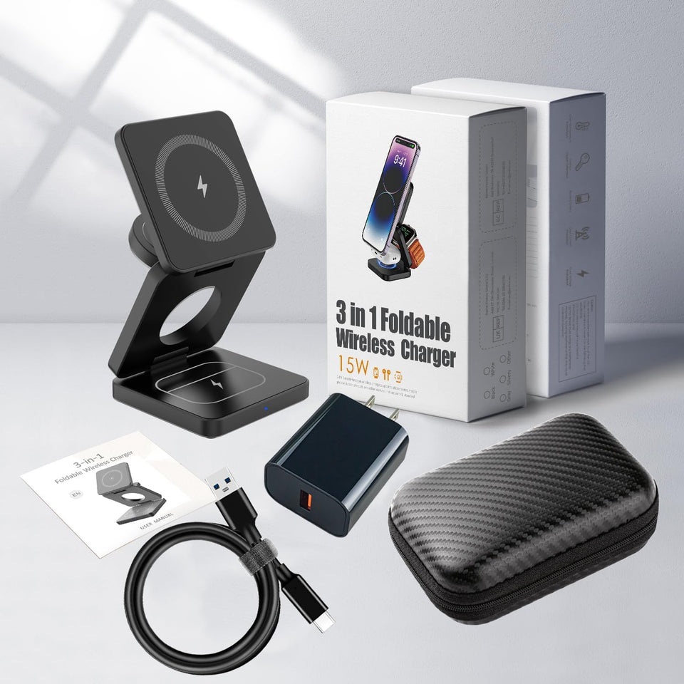 🔋 3-in-1 Magnetic Foldable Wireless Charger – Fast Charging for All Your Devices! 📱⌚🎧