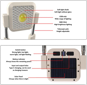 Solar Work Lights Adjustable Height