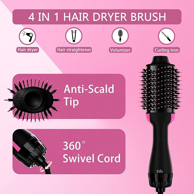💨✨ 2-in-1 Hair Dryer & Styler Brush – Smooth, Volumize & Shine in One Step! 💁‍♀️💖