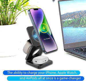 🔋 3-in-1 Magnetic Foldable Wireless Charger – Fast Charging for All Your Devices! 📱⌚🎧
