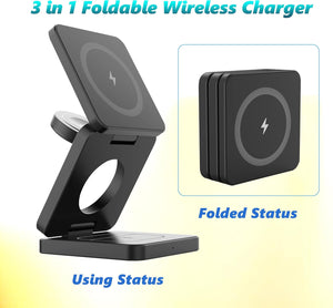 🔋 3-in-1 Magnetic Foldable Wireless Charger – Fast Charging for All Your Devices! 📱⌚🎧