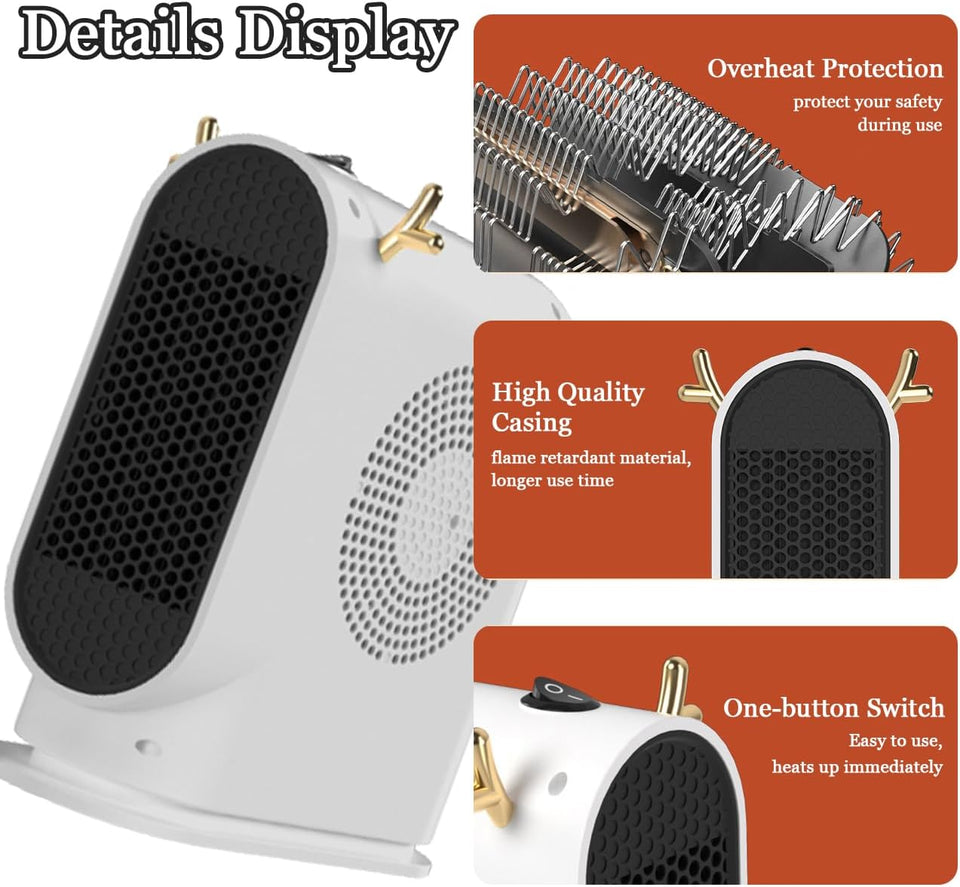 Cute Small Heater with Thermostat Portable Fast Heating