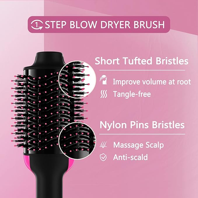 💨✨ 2-in-1 Hair Dryer & Styler Brush – Smooth, Volumize & Shine in One Step! 💁‍♀️💖