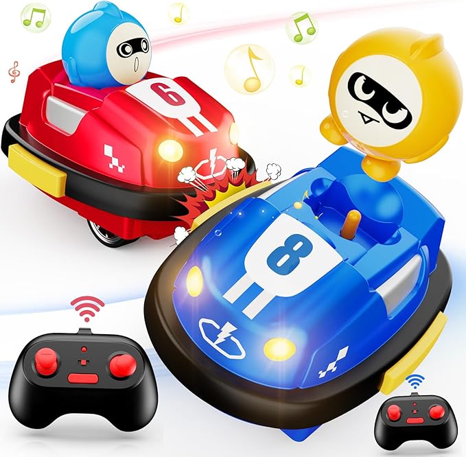 🚗 Remote Control Bumper Cars for Toddlers – 2 Pack