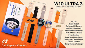 W10 ULTRA 3 SIM CARD 4G SMART WATCH WITH CAMERA