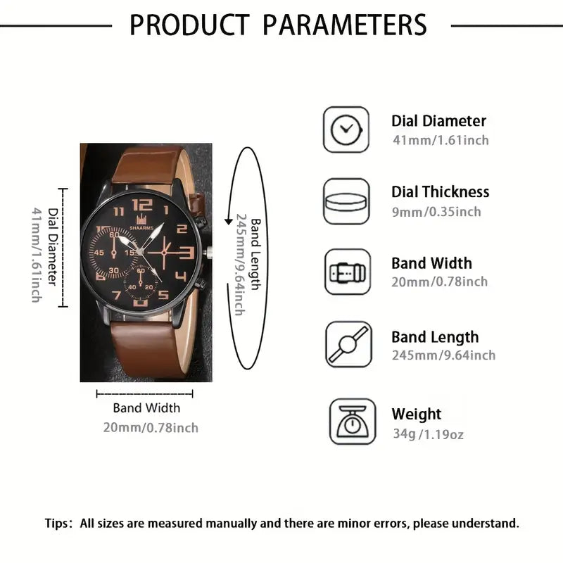 🕰️ 5pcs Men’s Fashion Quartz Watch & Bracelet Set – Sleek Style for the Modern Gentleman 💼✨