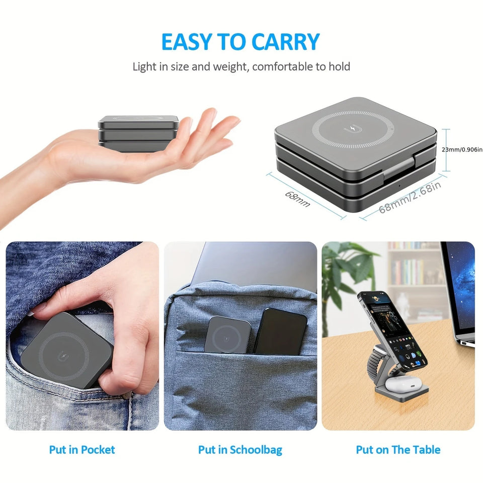🔋 3-in-1 Magnetic Foldable Wireless Charger – Fast Charging for All Your Devices! 📱⌚🎧