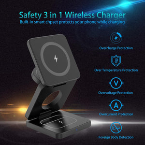 🔋 3-in-1 Magnetic Foldable Wireless Charger – Fast Charging for All Your Devices! 📱⌚🎧