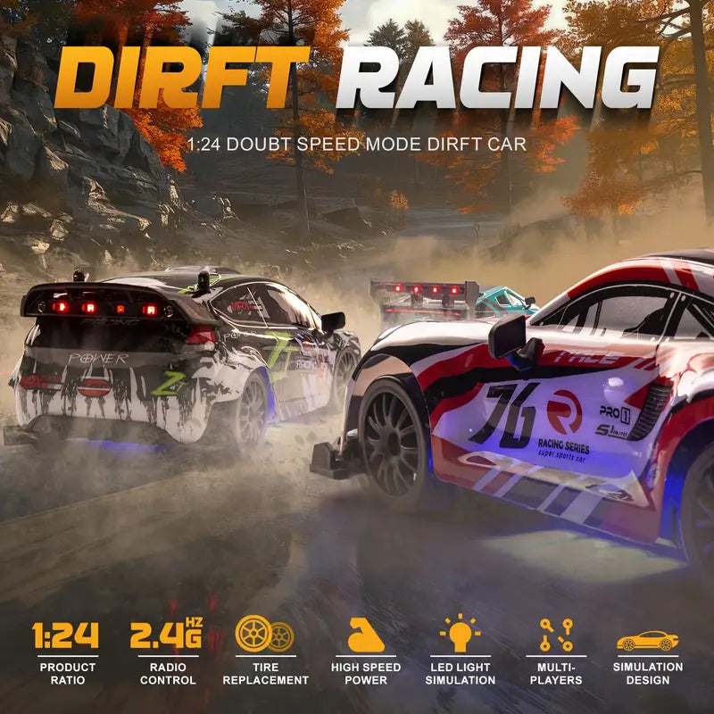 ðŸ”¥ RC Drift Car 1:24 Mini Scale â€“ High-Speed 20+Km/h Drift Machine ðŸš—ðŸ’¨ w/ Remote, Drift Tires & Lights