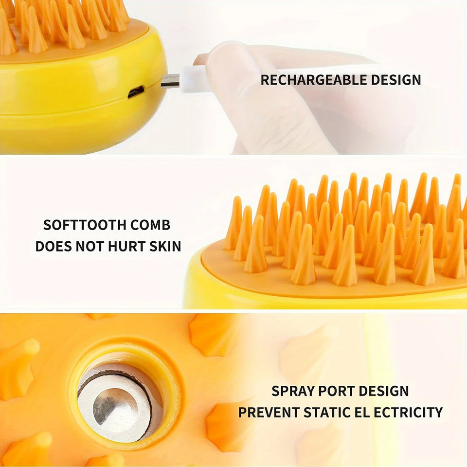 USB Rechargeable Steam Cat Brush 🧼✨ – Self-Cleaning Pet Grooming Comb with Gentle Massage & Detangling for Cats & Dogs🧴 Transform Grooming Into Spa Time for Your Pet! 🐾