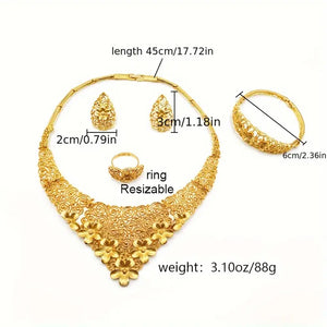 💛 24K Gold Plated Wedding Jewelry Set – Elegant 5-Piece Bridal Glam 💍✨