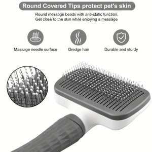 1pc Easy-Clean Pet Grooming Brush 🐶🐱 – One-Click Deshedding Comb for Dogs & Cats | Gentle, Effective & Mess-Free