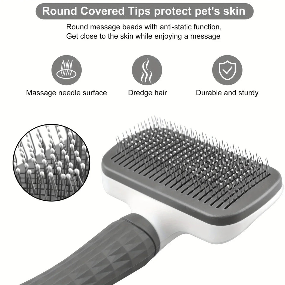 1pc Easy-Clean Pet Grooming Brush 🐶🐱 – One-Click Deshedding Comb for Dogs & Cats | Gentle, Effective & Mess-Free