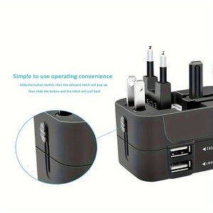 ðŸ”Œ Universal Travel Adapter with Surge Protection â€“ All-in-One International Plug Converter for 150+ Countries â€“ Smart Charging & Surge Guard