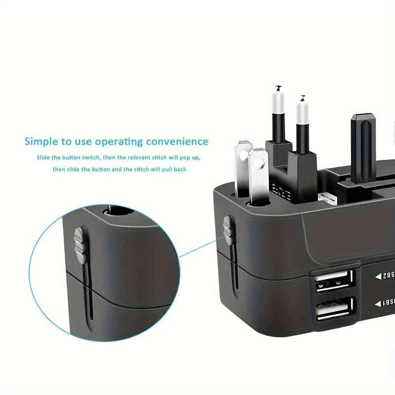 ðŸ”Œ Universal Travel Adapter with Surge Protection â€“ All-in-One International Plug Converter for 150+ Countries â€“ Smart Charging & Surge Guard