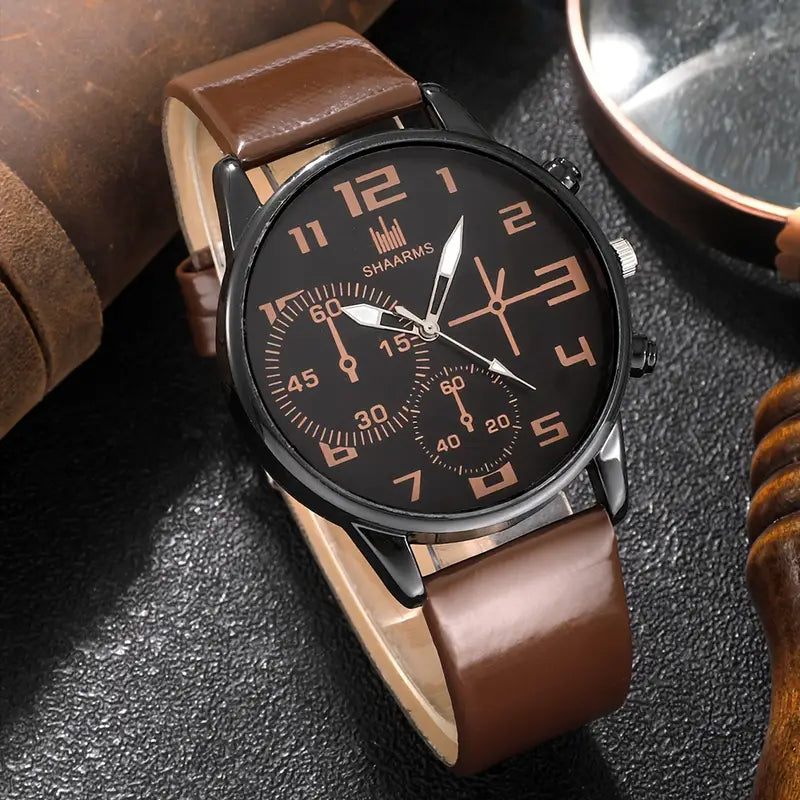 🕰️ 5pcs Men’s Fashion Quartz Watch & Bracelet Set – Sleek Style for the Modern Gentleman 💼✨