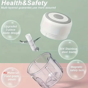 🔋🍴 250ml  Garlic Chopper & Food Processor – Cordless Mini Blender with USB Rechargeable Battery 🌿✨