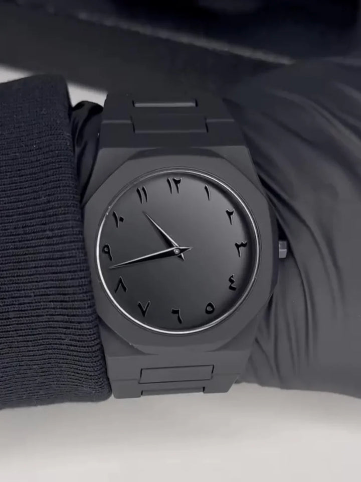 Arabic Black Aura Watch â€“ Sleek Elegance Meets Spiritual Precision